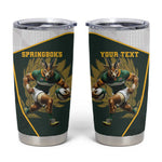 South Africa Rugby Personalised Tumbler Cup Springboks Mascot With King Protea -  African Pattern