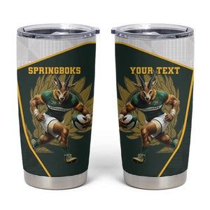 South Africa Rugby Personalised Tumbler Cup Springboks Mascot With King Protea -  African Pattern