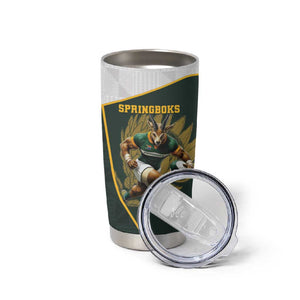 South Africa Rugby Personalised Tumbler Cup Springboks Mascot With King Protea -  African Pattern