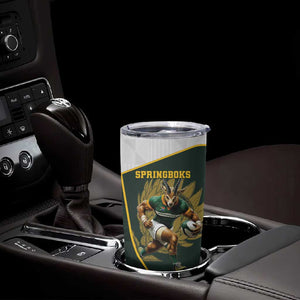 South Africa Rugby Personalised Tumbler Cup Springboks Mascot With King Protea -  African Pattern