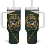 South Africa Rugby Personalised Tumbler With Handle Springboks Mascot With King Protea -  African Pattern