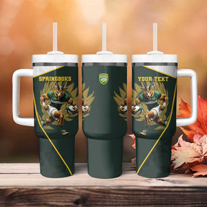 South Africa Rugby Personalised Tumbler With Handle Springboks Mascot With King Protea -  African Pattern