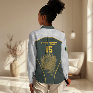 South Africa Rugby Personalised Women Casual Shirt Springboks Mascot With King Protea - African Pattern LT15