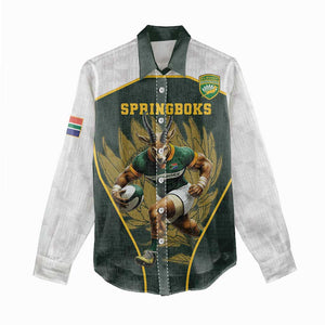 South Africa Rugby Personalised Women Casual Shirt Springboks Mascot With King Protea - African Pattern LT15