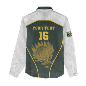 South Africa Rugby Personalised Women Casual Shirt Springboks Mascot With King Protea - African Pattern LT15