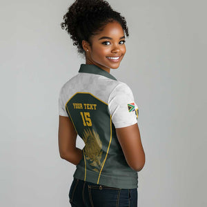 South Africa Rugby Personalised Women Polo Shirt Springboks Mascot With King Protea -  African Pattern