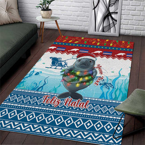 Personalised Cape Verde Christmas Area Rug Manatee Feliz Natal