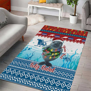 Personalised Cape Verde Christmas Area Rug Manatee Feliz Natal