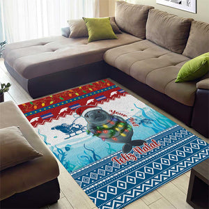 Personalised Cape Verde Christmas Area Rug Manatee Feliz Natal