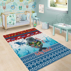 Personalised Cape Verde Christmas Area Rug Manatee Feliz Natal