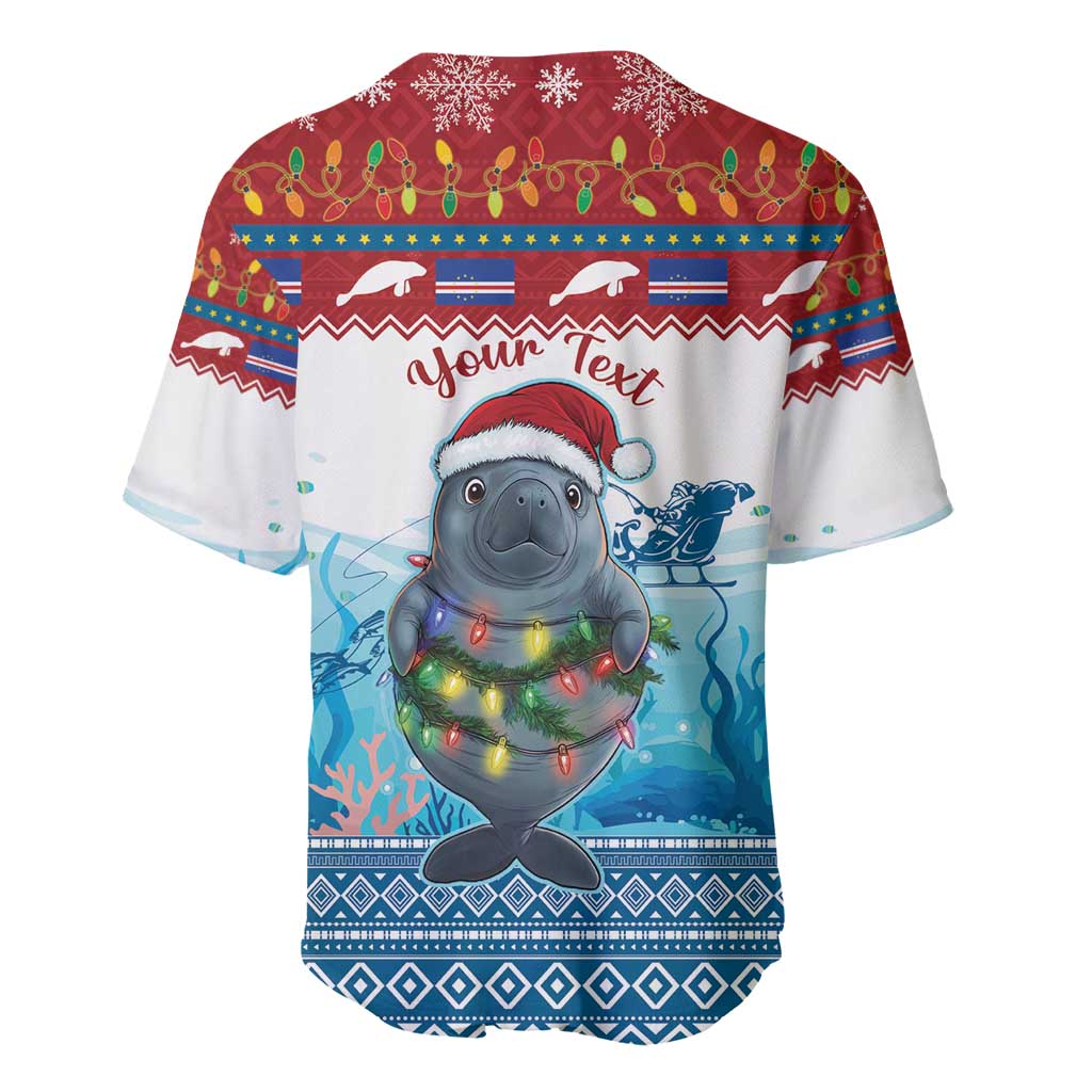 Personalised Cape Verde Christmas Baseball Jersey Manatee Feliz Natal
