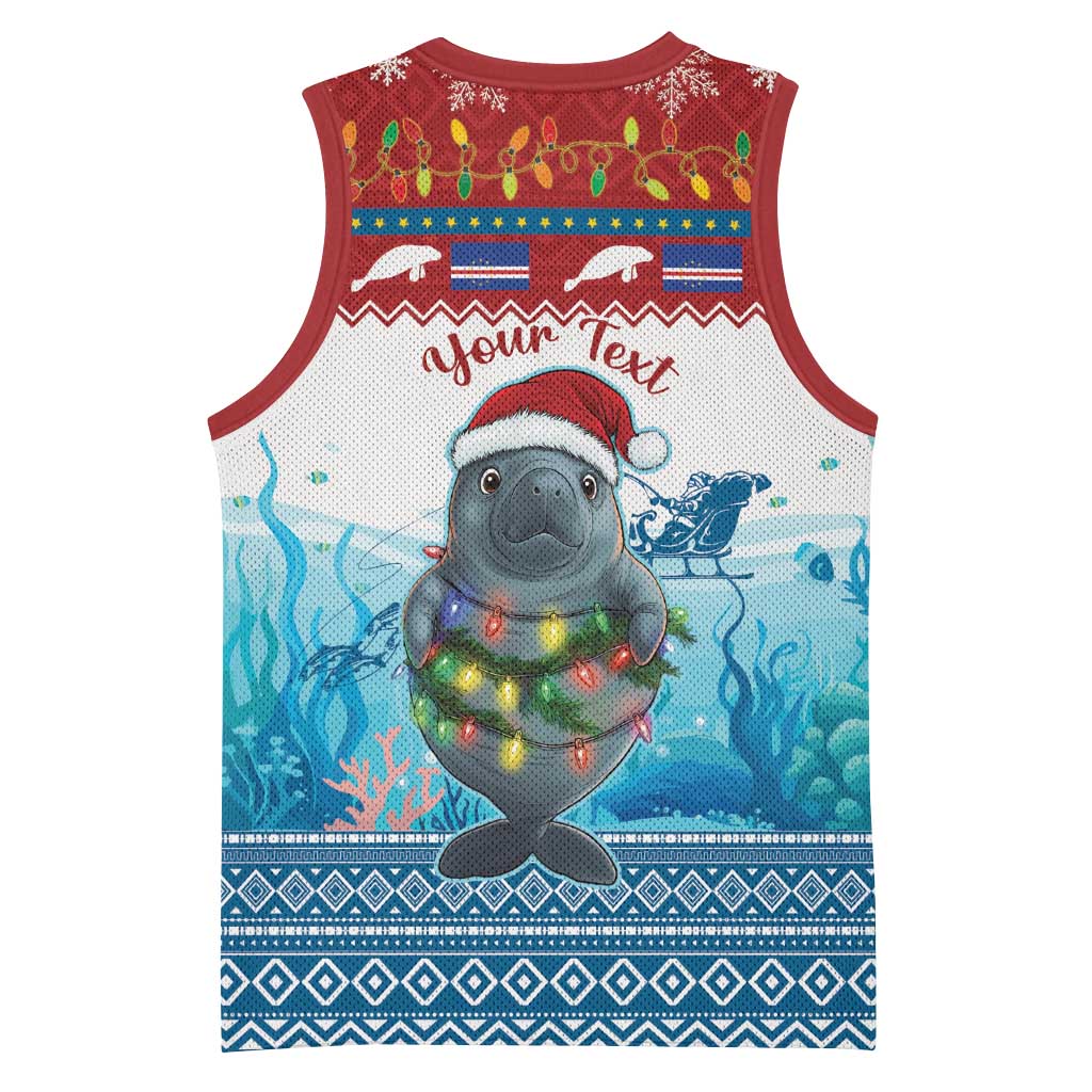 Personalised Cape Verde Christmas Basketball Jersey Manatee Feliz Natal LT15