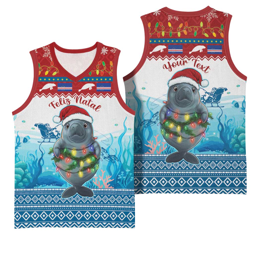 Personalised Cape Verde Christmas Basketball Jersey Manatee Feliz Natal LT15