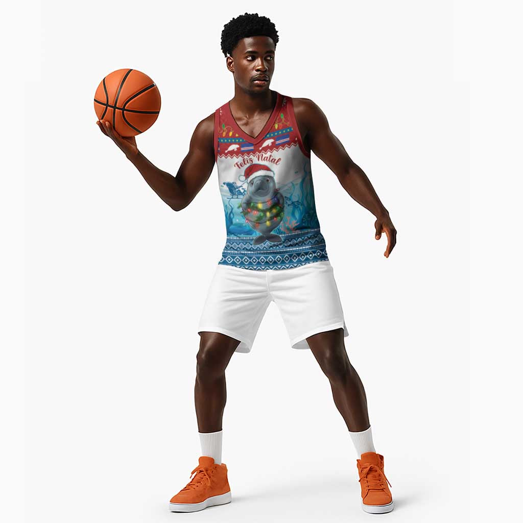Personalised Cape Verde Christmas Basketball Jersey Manatee Feliz Natal LT15