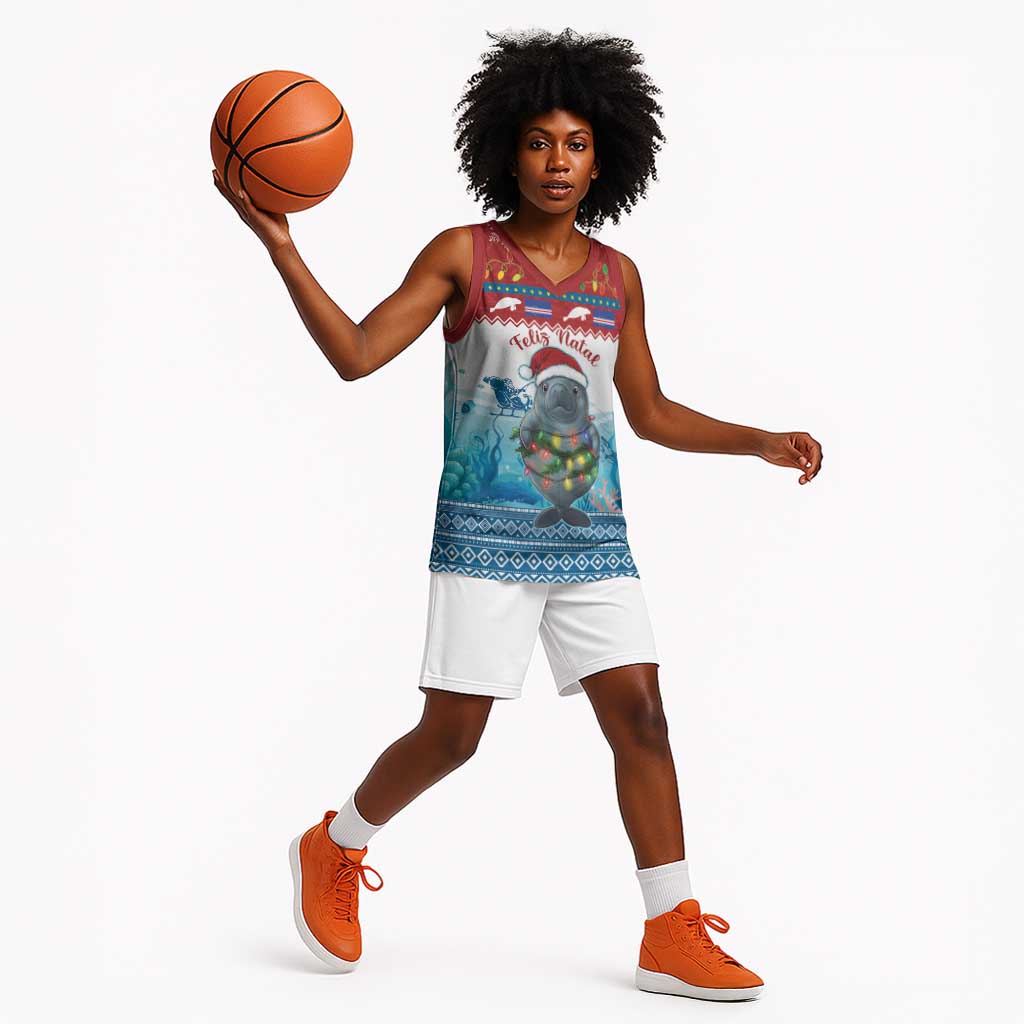 Personalised Cape Verde Christmas Basketball Jersey Manatee Feliz Natal LT15