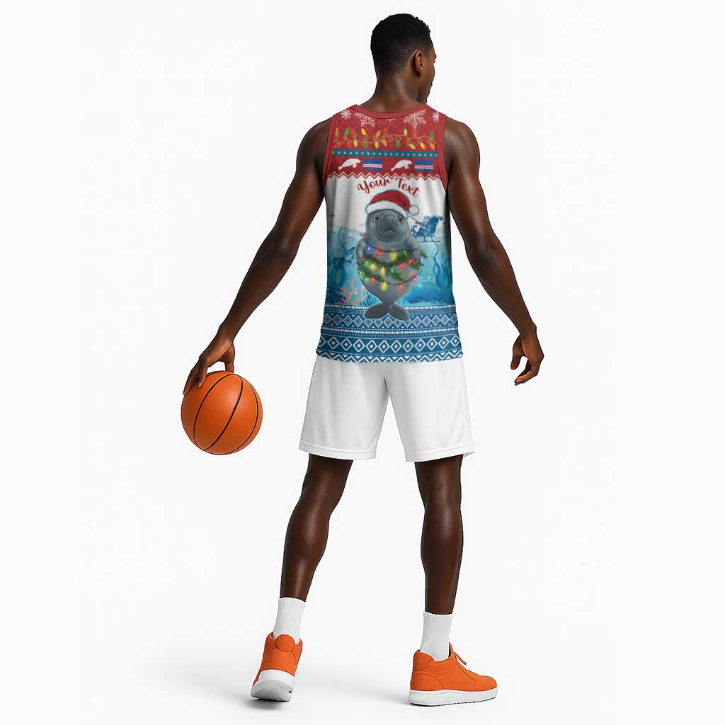 Personalised Cape Verde Christmas Basketball Jersey Manatee Feliz Natal LT15