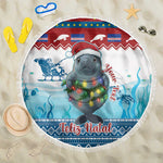 Personalised Cape Verde Christmas Beach Blanket Manatee Feliz Natal
