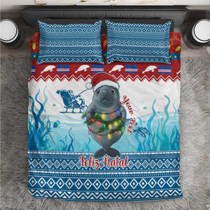 Personalised Cape Verde Christmas Bedding Set Manatee Feliz Natal