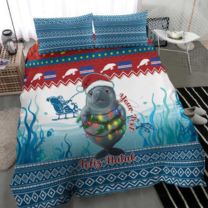 Personalised Cape Verde Christmas Bedding Set Manatee Feliz Natal