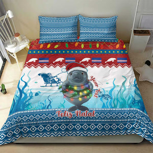 Personalised Cape Verde Christmas Bedding Set Manatee Feliz Natal