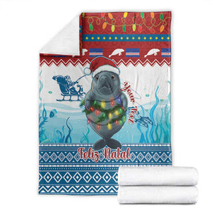 Personalised Cape Verde Christmas Blanket Manatee Feliz Natal