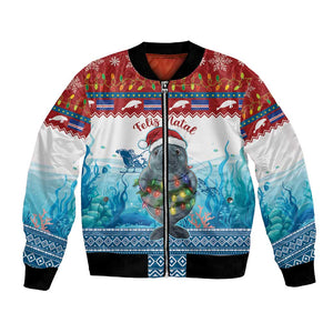 Personalised Cape Verde Christmas Bomber Jacket Manatee Feliz Natal