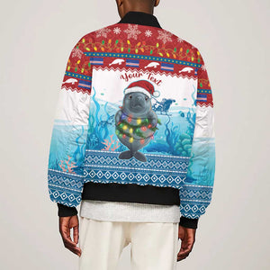 Personalised Cape Verde Christmas Bomber Jacket Manatee Feliz Natal