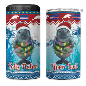 Personalised Cape Verde Christmas 4 in 1 Can Cooler Tumbler Manatee Feliz Natal