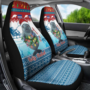 Personalised Cape Verde Christmas Car Seat Cover Manatee Feliz Natal