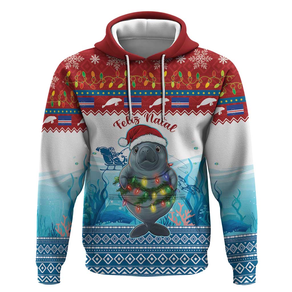 Personalised Cape Verde Christmas Hoodie Manatee Feliz Natal