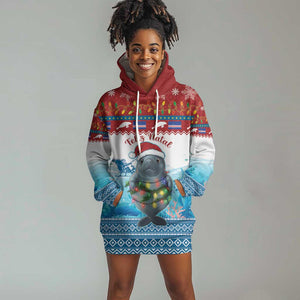 Personalised Cape Verde Christmas Hoodie Dress Manatee Feliz Natal