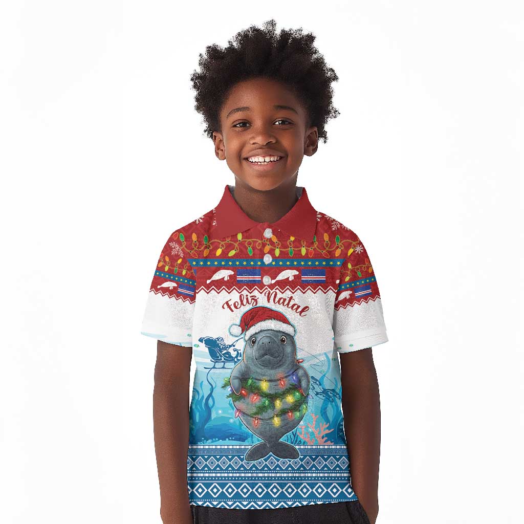 Personalised Cape Verde Christmas Kid Polo Shirt Manatee Feliz Natal