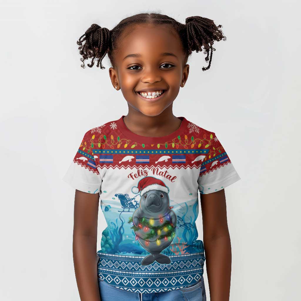 Personalised Cape Verde Christmas Kid T shirt Manatee Feliz Natal