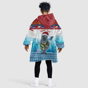 Personalised Cape Verde Christmas Kid Wearable Blanket Hoodie Manatee Feliz Natal