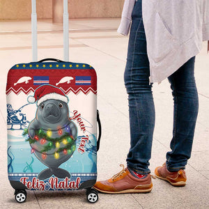 Personalised Cape Verde Christmas Luggage Cover Manatee Feliz Natal