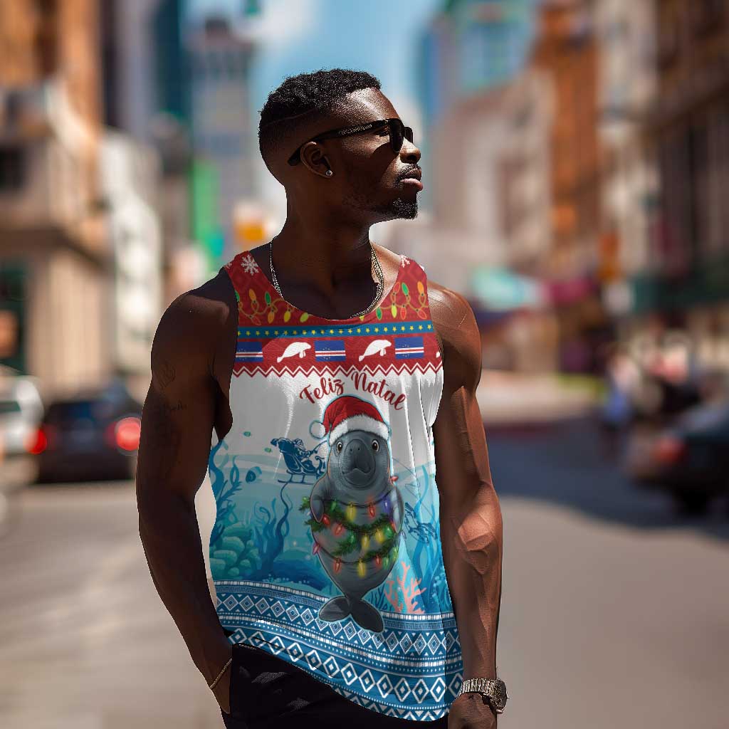 Personalised Cape Verde Christmas Men Tank Top Manatee Feliz Natal