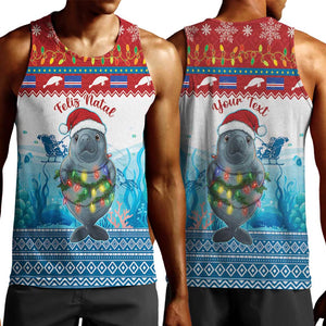 Personalised Cape Verde Christmas Men Tank Top Manatee Feliz Natal