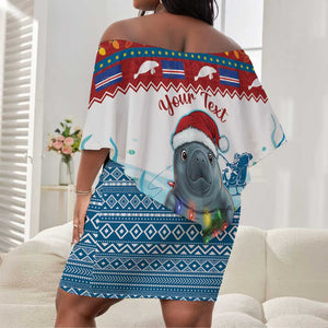 Personalised Cape Verde Christmas Off Shoulder Short Dress Manatee Feliz Natal