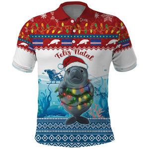 Personalised Cape Verde Christmas Polo Shirt Manatee Feliz Natal