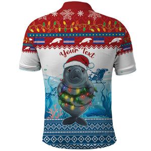 Personalised Cape Verde Christmas Polo Shirt Manatee Feliz Natal