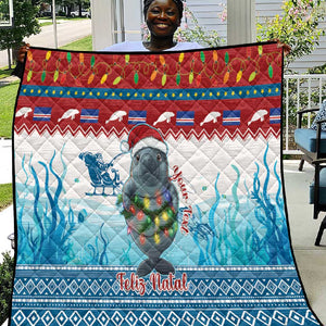 Personalised Cape Verde Christmas Quilt Manatee Feliz Natal