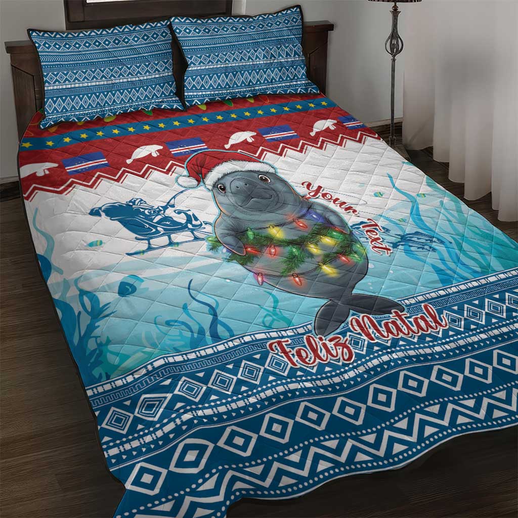 Personalised Cape Verde Christmas Quilt Bed Set Manatee Feliz Natal