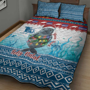 Personalised Cape Verde Christmas Quilt Bed Set Manatee Feliz Natal