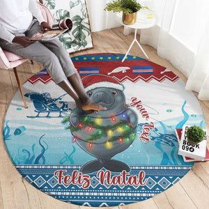 Personalised Cape Verde Christmas Round Carpet Manatee Feliz Natal