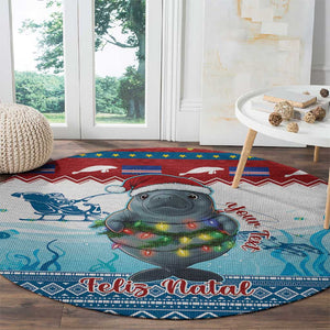 Personalised Cape Verde Christmas Round Carpet Manatee Feliz Natal