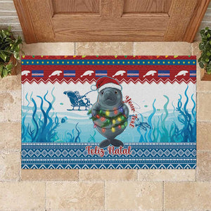 Personalised Cape Verde Christmas Rubber Doormat Manatee Feliz Natal