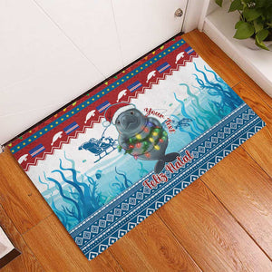 Personalised Cape Verde Christmas Rubber Doormat Manatee Feliz Natal