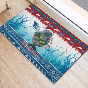 Personalised Cape Verde Christmas Rubber Doormat Manatee Feliz Natal