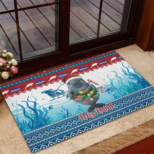 Personalised Cape Verde Christmas Rubber Doormat Manatee Feliz Natal