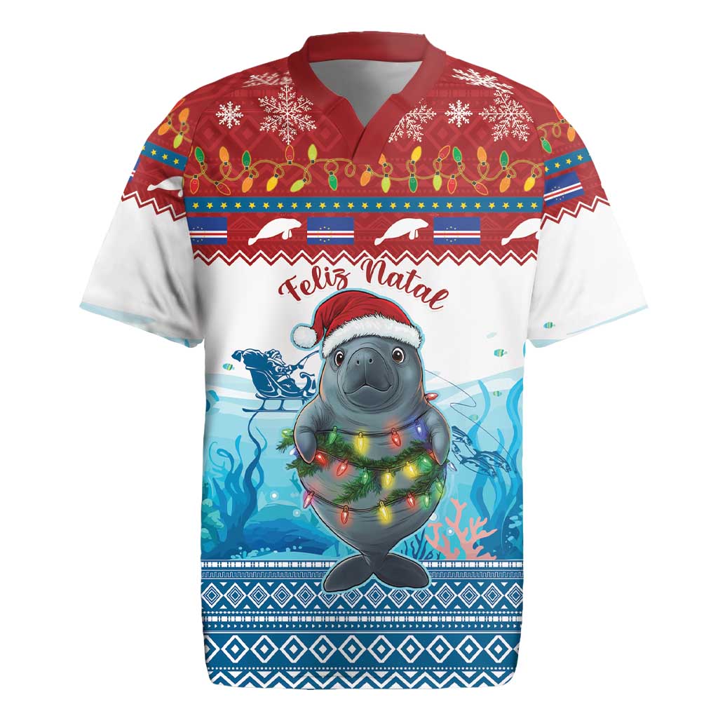 Personalised Cape Verde Christmas Rugby Jersey Manatee Feliz Natal